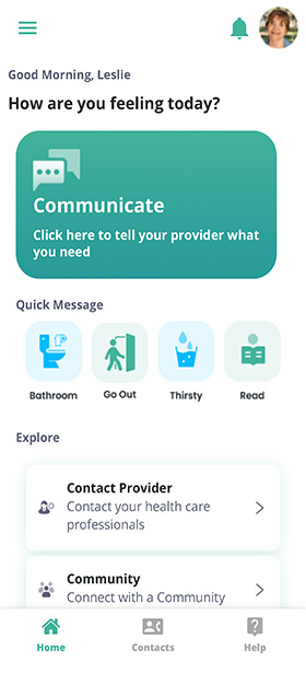 SimpliHere Patient Dashboard screen