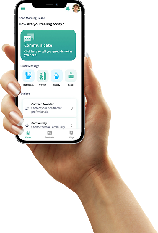 SimpliHere app in hand showing patient dashboard