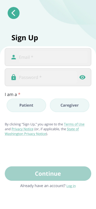Signup SimpliHere Signup Screen