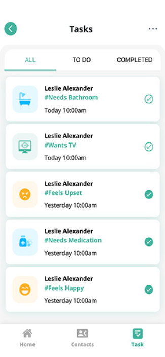 Task Screen SimpliHere Task Screen
